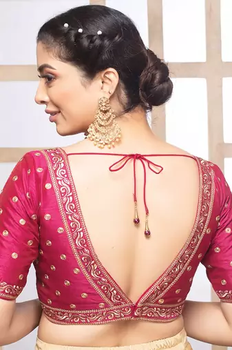 Neckbook Elegant Embroiderd Half Sleeves Readymade Blouse