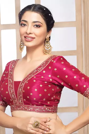 Neckbook Elegant Embroiderd Half Sleeves Readymade Blouse