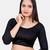 Neckbook Black 3::4 Sleeves  Lycra Princess Cut Round Neck Readymade Blouse