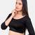 Neckbook Black 3::4 Sleeves  Lycra Princess Cut Round Neck Readymade Blouse