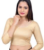 Neckbook Gold 3::4 Sleeves  Lycra Princess Cut Round Neck Readymade Blouse