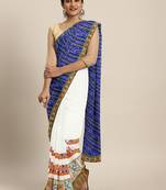 Riva Enterprise Women'S Half And Half Bandhani Pallu With Kutchi Embroidered Party Wear Saree