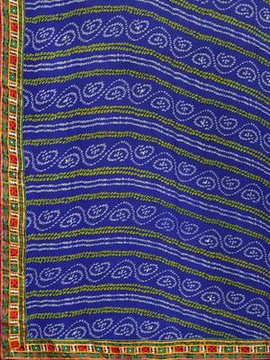 Riva Enterprise Women'S Half And Half Bandhani Pallu With Kutchi Embroidered Party Wear Saree 4