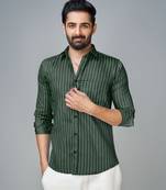 Turquoise Woven Cotton Casual Men-Shirts