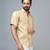 Cream Printed Cotton Casual Men-Shirts