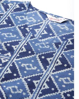 Women Cobalt Blue Ethnic Night Suit 5