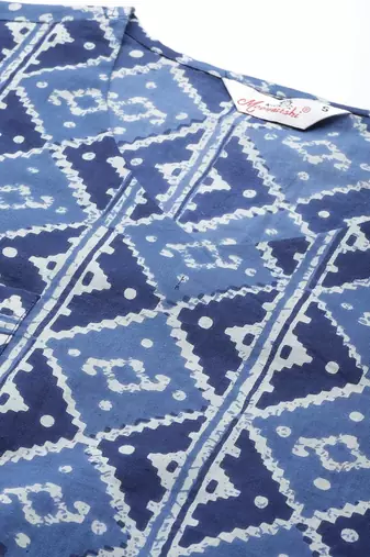 Women Cobalt Blue Ethnic Night Suit