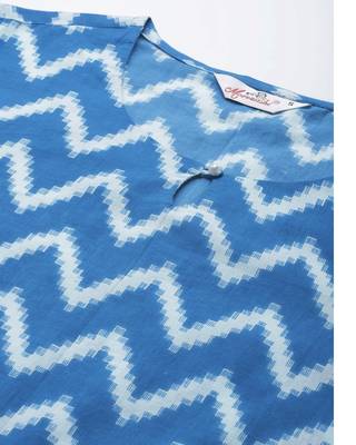 Women Sky Blue Chevron Printed Night Suit 4