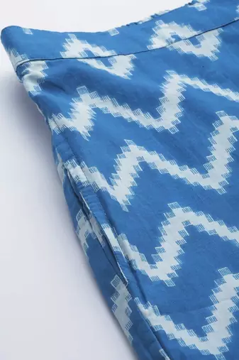 Women Sky Blue Chevron Printed Night Suit