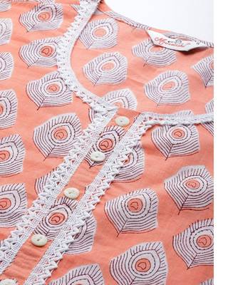 Women Peach Ethnic Night Suit 2