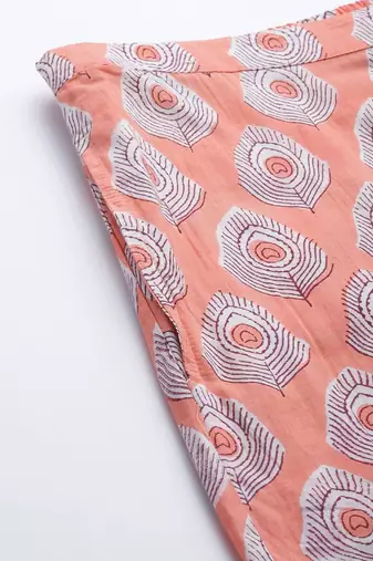 Women Peach Ethnic Night Suit