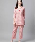 Women Floral Pink Night Suit