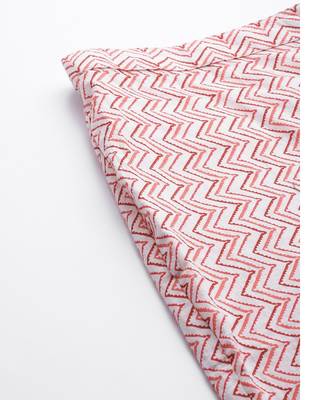 White and Peach Chevron Printed Night Suit 4
