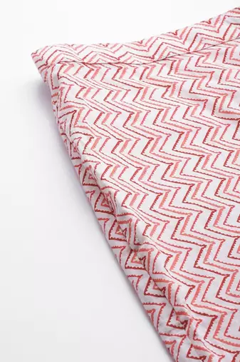 White and Peach Chevron Printed Night Suit