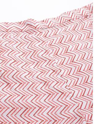 White and Peach Chevron Printed Night Suit 5