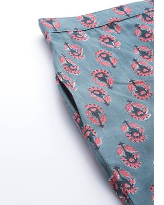 Blue Foral Printed Night Suit 4