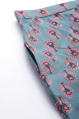 Blue Foral Printed Night Suit