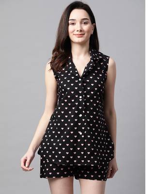 Black and Pink Heart Printed Night Suit 1
