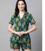 Green and Yellow Printed Night Suit