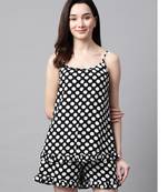 Black and White Polka Dots Printed Night Suit