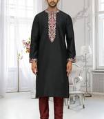 Men's black embroidered kurta pajama