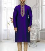 Men's blue embroidered kurta pajama
