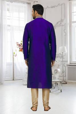 Men's blue embroidered kurta pajama 5
