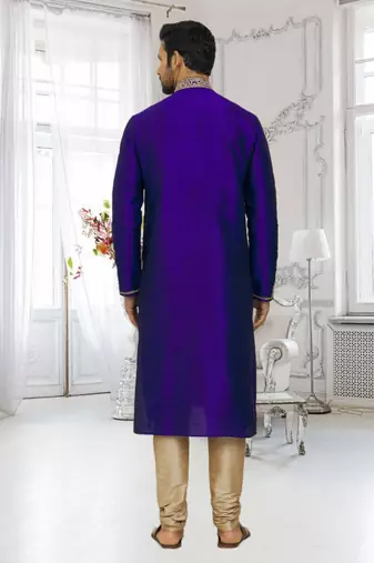 Men's blue embroidered kurta pajama