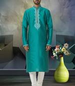 Men's green embroidered kurta pajama