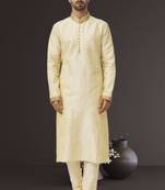 Men's fawn embroidered kurta pajama