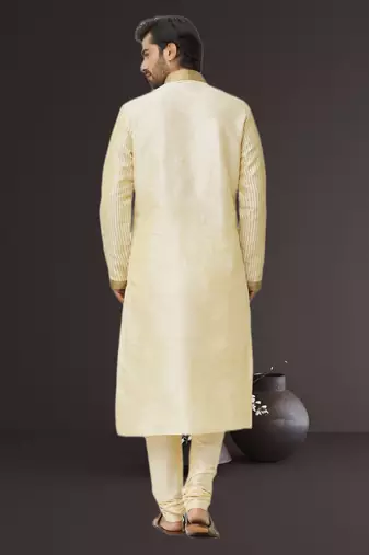 Men's fawn embroidered kurta pajama