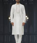 Men's white embroidered kurta pajama