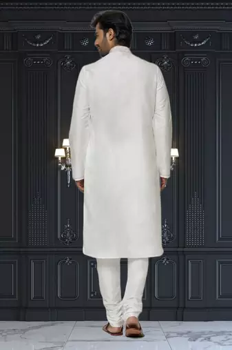 Men's white embroidered kurta pajama
