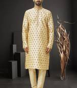 Men's fawn embroidered kurta pajama