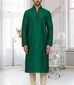 Men's green embroidered kurta pajama