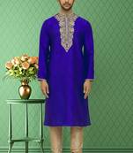 Men's blue embroidered kurta pajama