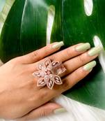 stylish latest fashionable design floral cz american diamond adjustable finger rings for women & girls