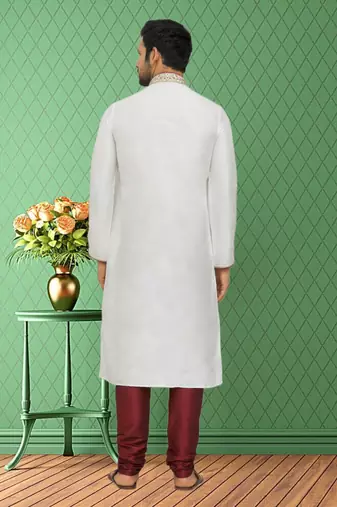 Men's white embroidered kurta pajama