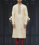 Men's fawn embroidered kurta pajama