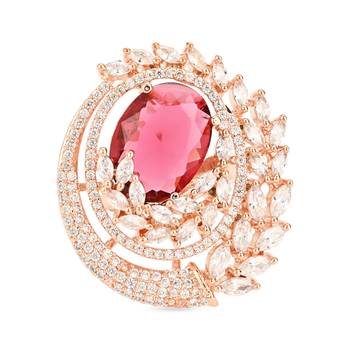 stylish latest fashion blue stone dazzling cubic zirconia embellihsed brass adjustable finger ring for  3