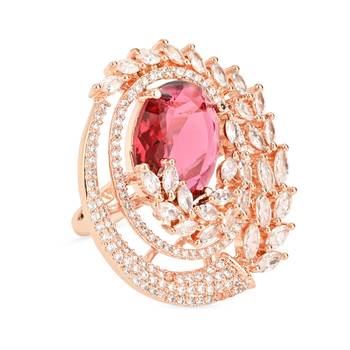 stylish latest fashion blue stone dazzling cubic zirconia embellihsed brass adjustable finger ring for  4