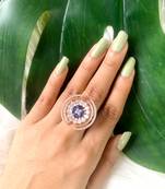 blue cz american diamond round princess cut adjustable big band finger rings for women & girls