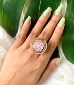 blue cz american diamond round princess cut adjustable big band finger rings for women & girls 