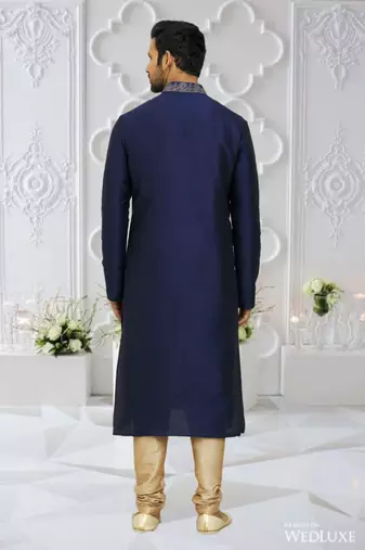 Men's blue embroidered kurta pajama