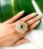 stylish latest fashionable design floral cz american diamond adjustable finger rings for women & girls 