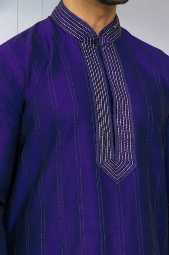 Men's blue embroidered kurta pajama