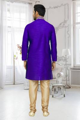 Men's blue embroidered kurta pajama 5