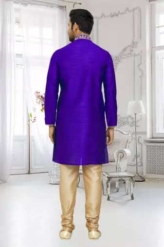 Men's blue embroidered kurta pajama