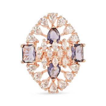 dazzling cubic zirconia party bling statement adjustable brass finger ring for women girls  3