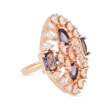dazzling cubic zirconia party bling statement adjustable brass finger ring for women girls  4